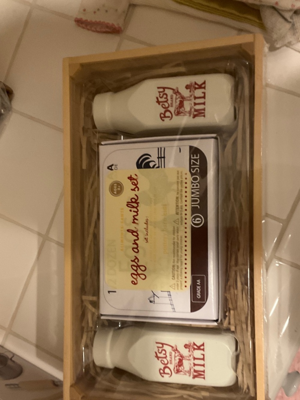 Pottery Barn Kids Eggsand  Milk Kitchen Set with Betsy Milk Bottles